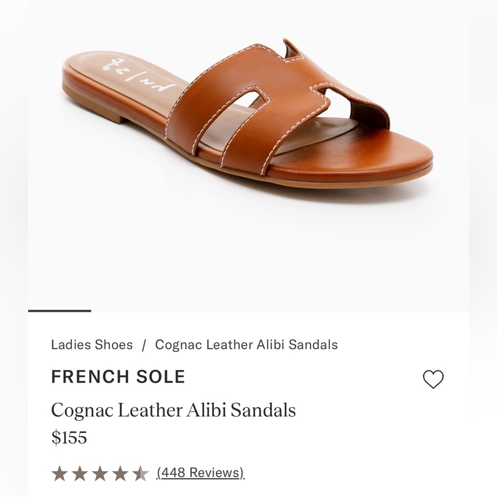 French Sole Cognac Leather Alibi Sandals size 7.5